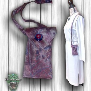 VINTAGE mens retro tie crossbody bag, upcycled repurposed shoulder purse
